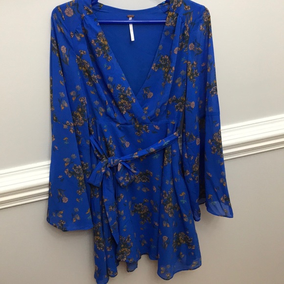 Free People Blue Floral Dress Tunic Size XS - Picture 7 of 7